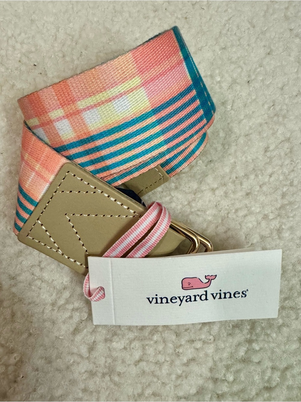 NWT Vineyard Vines Punch Plaid D Ring Belt